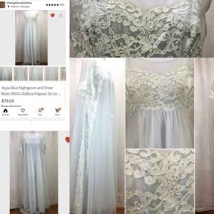 Vintage 1960s Chiffon Peignoir Set by Shadowline S